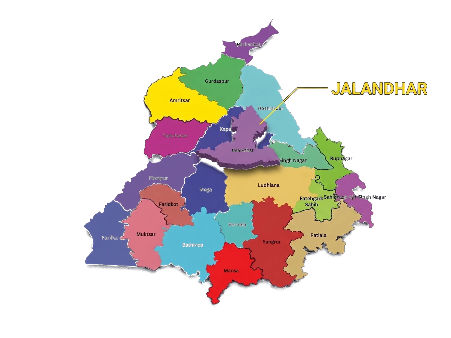 Punjab with the Jalandhar district highlighted