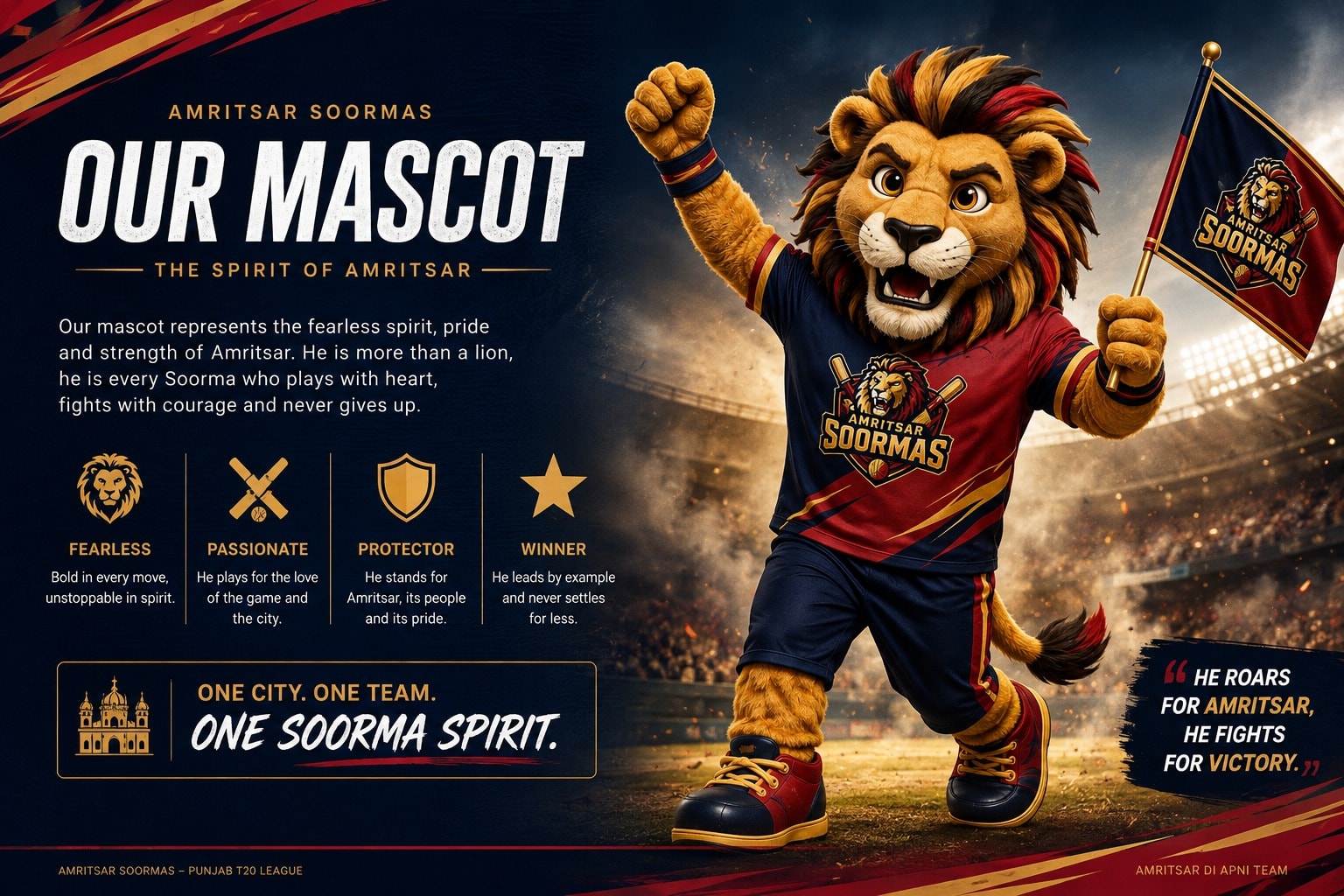 Our Mascot — the spirit of Amritsar. One City. One Team. One Soorma Spirit.